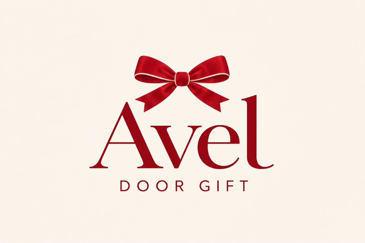 Avel Door Gift logo with a red bow