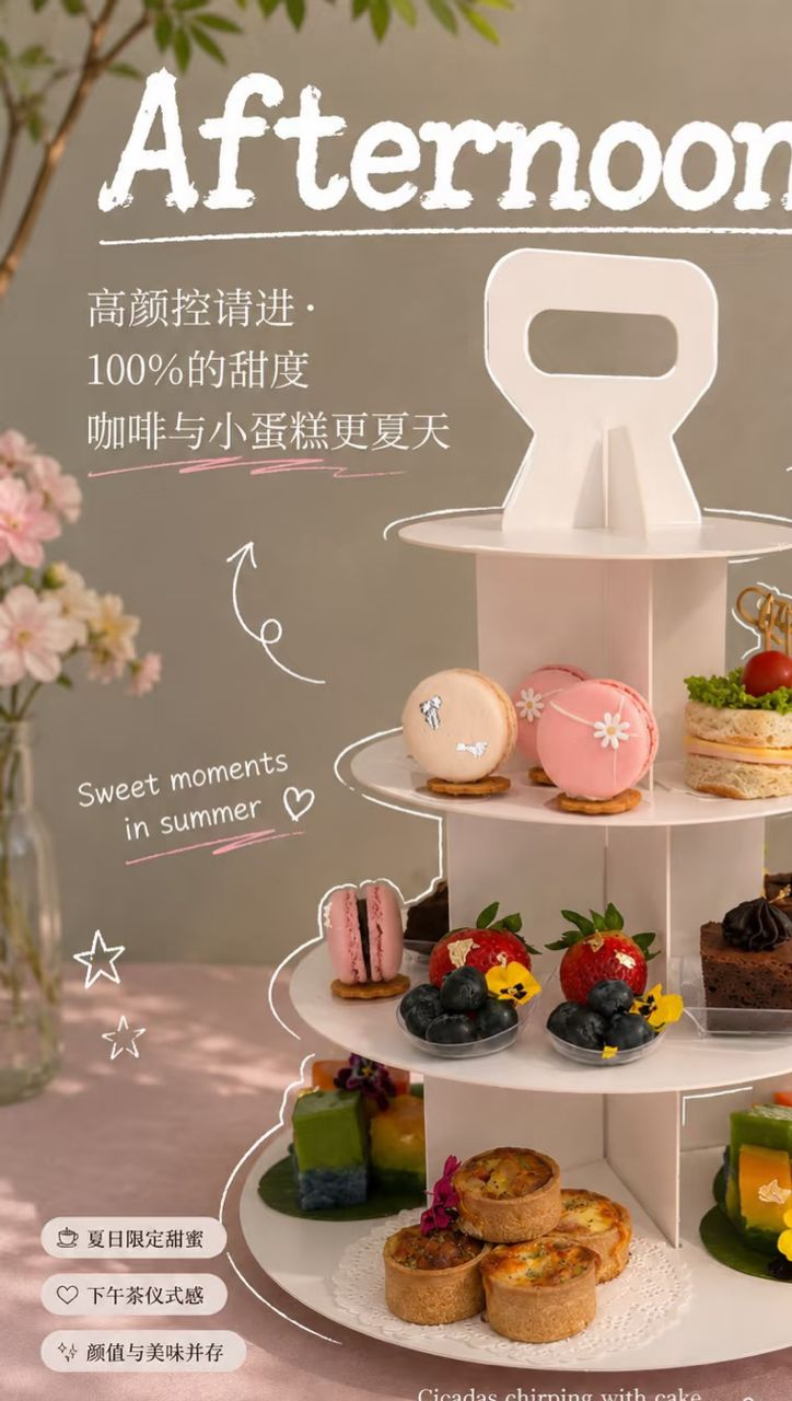 Bread9’s afternoon-tea display with macarons, sandwiches and pastries