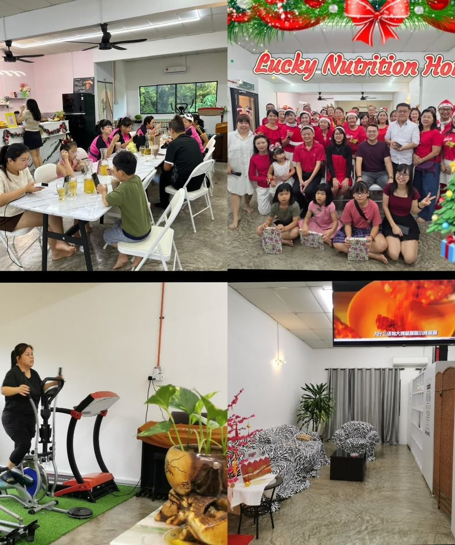 Lucky Nutrition Home interior and group photo collage